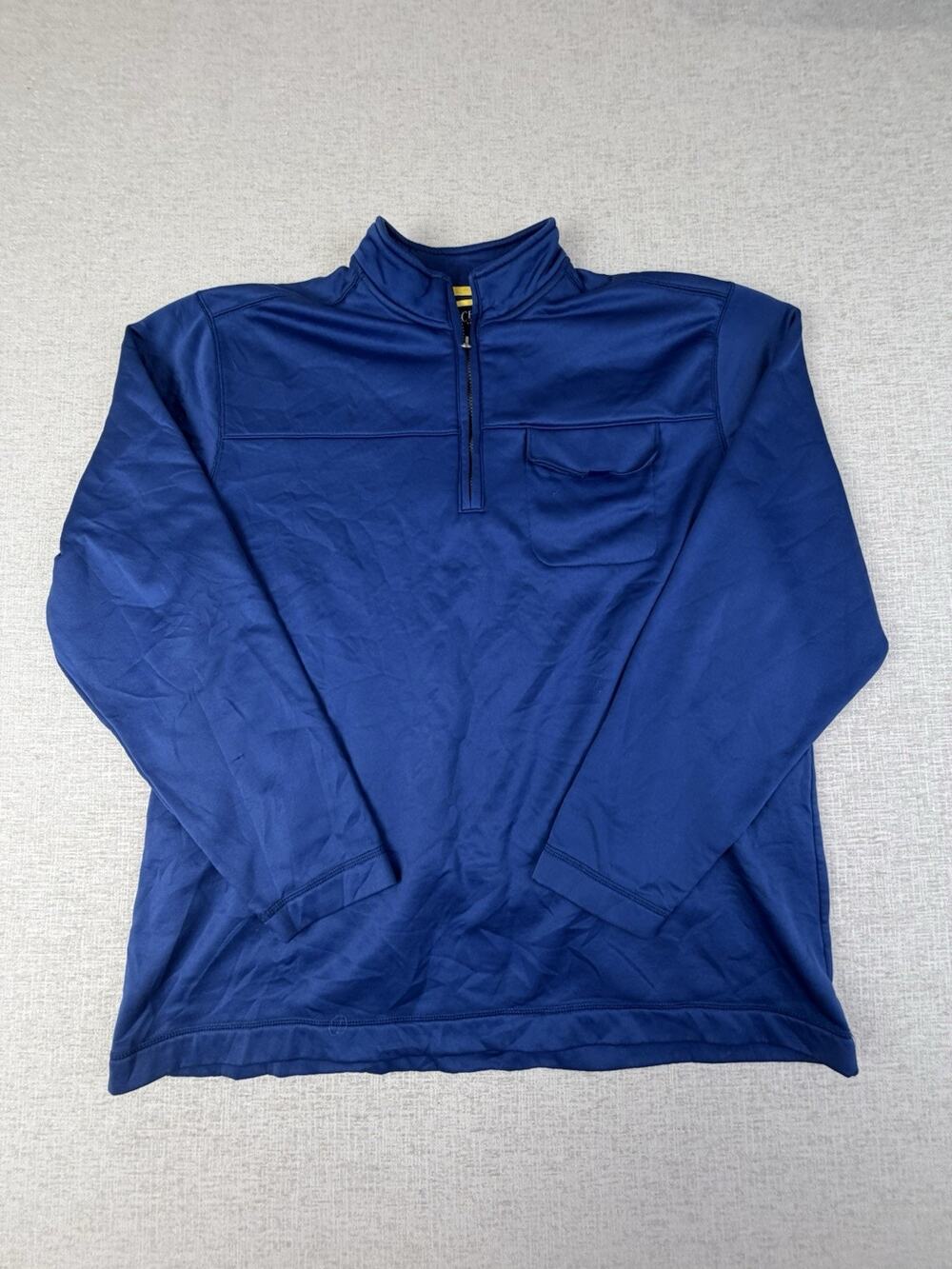 Chaps Pullover Mens 2XT Blue Performance Quarter Zip Chest Pocket Long Sleeve